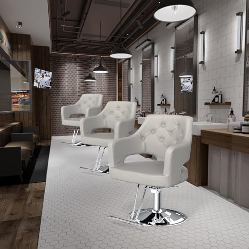 OmySalon Barber Chairs for Barbershop Gray Styling Chair, Salon Chair for Hair Stylist, Heavy Duty Hydraulic Pump, 360°Swivel with Footrest, Hairdressing Home Beauty Spa Equipment - Image 2