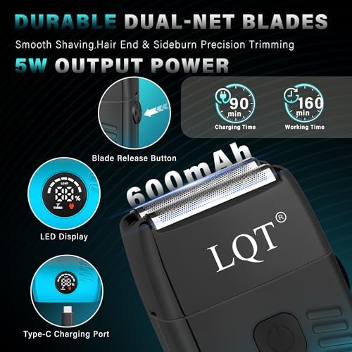Hair Clippers for Men with LED Display, 4-Piece Cordless Grooming Kit with Beard Trimmer, Foil Shaver & Nose Trimmer, Rechargeable Hair Cutting Set for Home Barber, Men's Personal Care Kit & Gift - Image 5