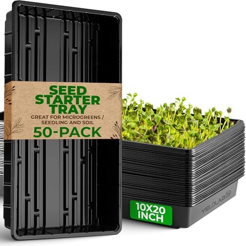 10x20 Inch Black Plastic 50 Pack Plant Propagation Tray No Holes by YieldLab