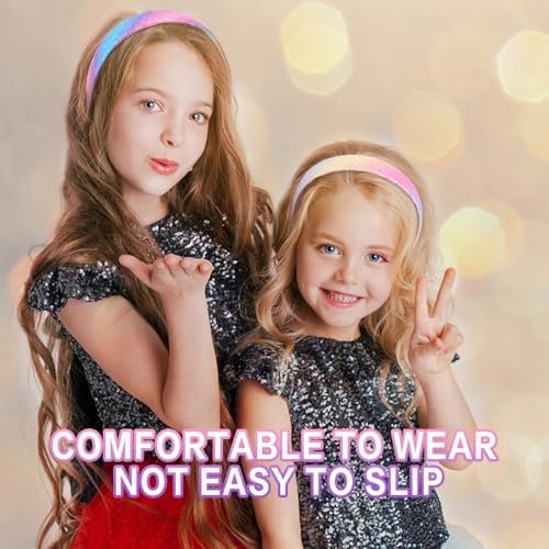 Headbands for Girls, 3 Pack Sparkly Glitter Toddler Girls Headbands - Image 4