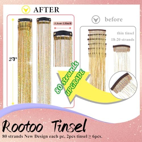 Hair Tinsel Clip in Gold Fairy Hair Tinsel Kit - Image 2