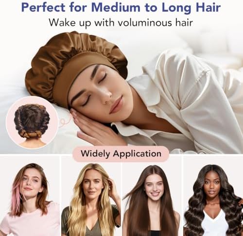 LitBear Heatless Curls Overnight, 2 Sizes of Soft Hair Rollers for Women with Bonnet to Sleep in, No Heat Hair Curlers Set with Scrunchies and Clips, for Long and Medium Hair (Brown) - Image 6