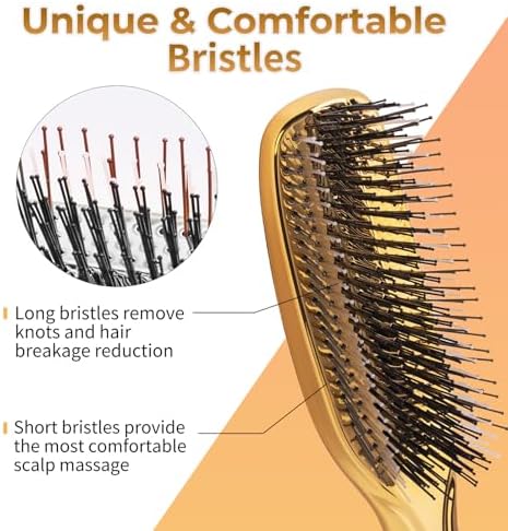 Hair Brush for Women Plating color for Thick Curly Thin Long Short Wet or Dry Hair Adds Shine and Makes Hair Smooth Detangling Brush Scalp Massage Styling Portabl (gold) - Image 5