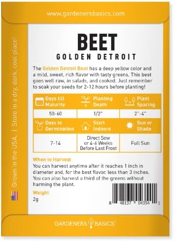 Gardeners Basics Golden Detroit Beet Seeds for Planting, Heirloom, 2 Grams - Image 2