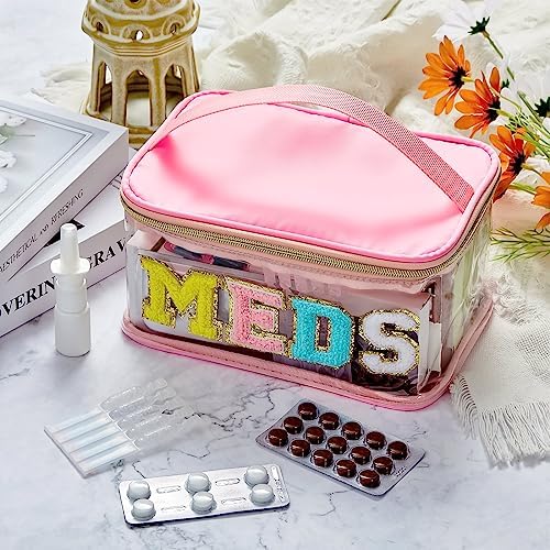 Geetery Meds Travel Bag Pink, Meds Chenille Letter Clear - Image 2