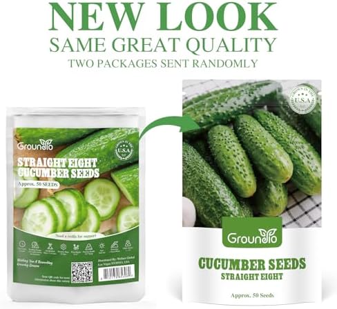 Groundio Cucumber Seeds - 50 Heirloom Non-GMO Seeds for Planting Outdoors in Trellises, Raised Beds, Space Gardens - Pickling and Slicing Straight Eight Cucumbers - Image 2