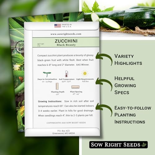 Sow Right Seeds - Black Beauty Zucchini Seed for Planting Summer Squash 2pk - Image 2