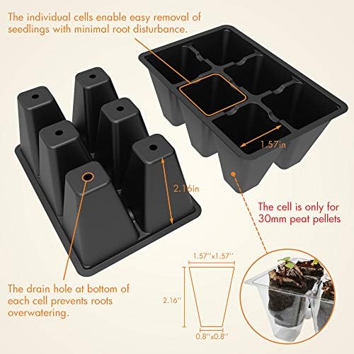 Gardzen 10 Pack Seed Starting Tray, Plant Germination Trays, Seed Starter Kit with Adjustable Humidity Vented Dome, Plant Growing Kit 6.6" x 4.5", Total 120-Cell, Black - Image 4