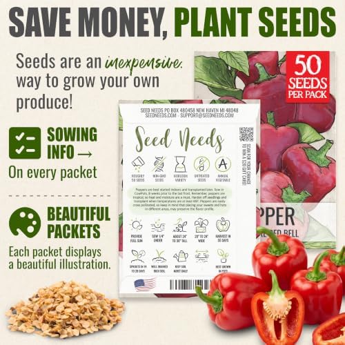 Seed Needs Mini Red Bell Pepper Seeds to Plant Vegetables - 10 Packs - Image 3