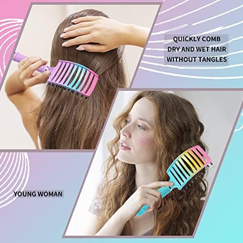 2 Pack Detangling Brush Getting Knots Out without Pain Adds Shine and Makes Hair Smooth,Detangler Boar Bristle Hair Brush for Adult & Kids Wet or Dry Hair(Green&Pink) - Image 3