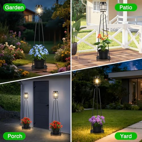 TOWPONICS 40.75'' Outdoor Floor Lamp with Planter Stand,Flower Pots - Image 7