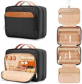 COOSKY Travel Hanging Toiletry Bag for Women, with Jewelry Organizer Compartment, Medium Waterproof Hanging Makeup Accessories, Cosmetic Essentials, Toiletries Dopp Kit Set with Trolley Belt, Black by COOSKY