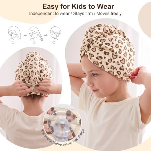 Kids Microfiber Hair Towel Wrap 2Pack Absorbent Hair Drying Turban for Girl - Image 4