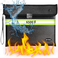 6500°F Fireproof Document Bag with Lock, Upgraded Fireproof/Waterproof Money Bag with Zipper/Reflective Strip,Storage Pouch for Cash,Cell Phone,Passport（Not suitable for A4 files） by FirepyroofSafetyFamily