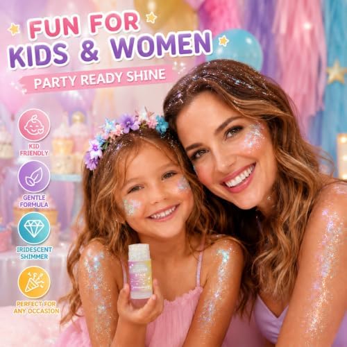Iridescent White Hair Glitter Stick,Waterproof Face Body Glitter Makeup for Kids and Women, Mermaid Fairy Costume Accessories, Halloween Festival Rave Concert Carnival Party Makeup - Image 5