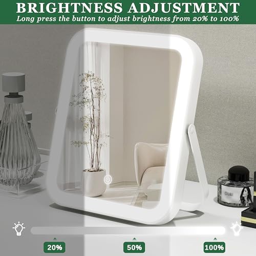 ROLOVE 8x10 Inch Lighted Vanity Mirror, 3-Color Dimmable LED Lighting & Touch Control, Portable Makeup Mirror with U-Bracket for Travel/Dressing Room - Image 5