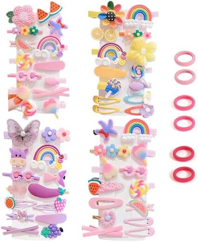 Girl Hair Clips, Toddler Hair Accessories, Girls Clips for Hair clips for kids, toddler girls barrettes Hair Pin, Flower Rainbow Candy Fruits Set Cute hair clips for girls kids Baby (Style 7) - Image 2