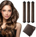 Heatless Curls Overnight Set, Overnight Blowout Rods, 3Pcs Jumbo Satin Hair Rollers to Sleep In, No-Heat Flexi Rods for Long Thick Hair, Soft No Damage Curling Rods for All Hair Types (Brown) by Unknown