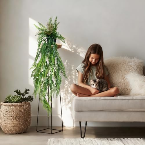 Artificial Hanging Plant 2 Pcs Faux Eucalyptus Vine Ivy Vine Faux Plant Fake Potted Greenery for Wall Living Room Home Shelf Office Bathroom Outdoor Indoor Decor (Type 3) - Image 3