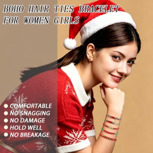 KANPRINCESS 10pcs Christmas Boho Hair Ties - 5 Styles - Image 5