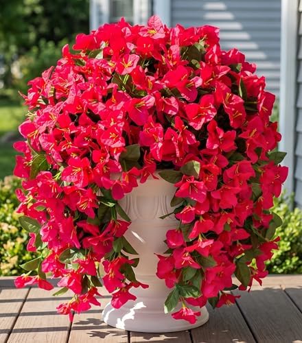 Faux Bougainvillea Artificial Flowers Plants for Outdoors Outside Decoration, 2 PCS Fake Flowers Silk Long Trailing Vines UV Resistant Realistic for Front Door Porch Planter Urn Patio Balcony Hot Pink - Image 4