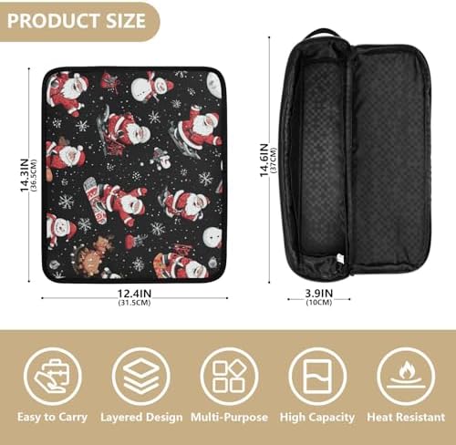 Hair Tools Travel Bag with Heat Resistant Mat 2-in-1 Hot Tools Travel Bag Organizer Flat Curling Iron Travel Case for Straightener Black Santa Claus Snowmen Deer - Image 4