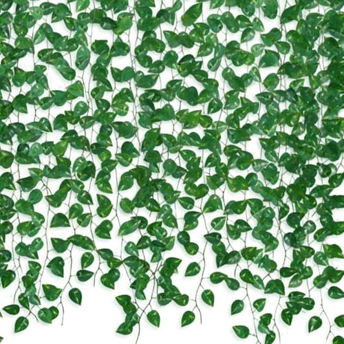 12 Pack 86Ft Fake Plants Artificial Vines for Room Decor, Faux ivy Greenery Garland for Home teen girls bedroom living Aesthetic Farmhouse Dorm Wall Decoration, Wedding Easter Christmas Party Gift by Unknown