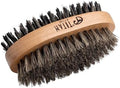 TITAN Double Sided Military Hair Brush – Soft & Hard Boar Bristle Wave Brush for Men – Dual-Sided Palm Brush with Wooden Handle for 360 Waves, Beard, and Hair Grooming by TITAN