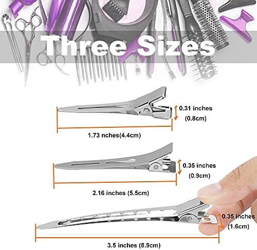 HiJeaton Metal Silver Duck Clips for Women Styling Curl Rollers Loc Retwist - Image 2