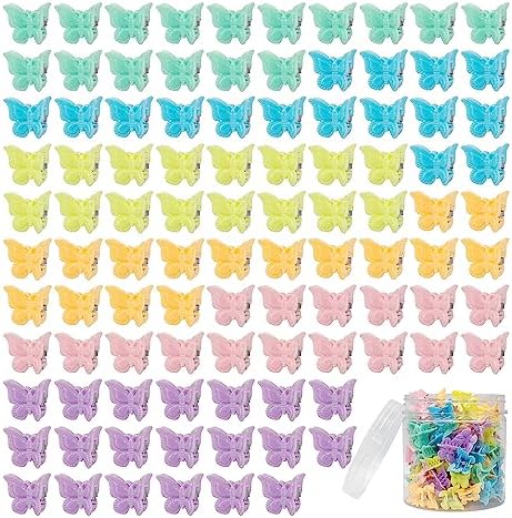 100 Pieces Assorted Color Butterfly Hair Clips, Beautiful Mini Butterfly Hair Clips Hair Accessories for Women and Girls (Macarons) by Ruocce