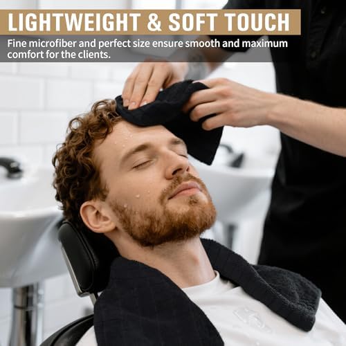 Salon Towels, 12 Pack Black Microfiber Hair Towel, 16 x 27 Inches - Image 4