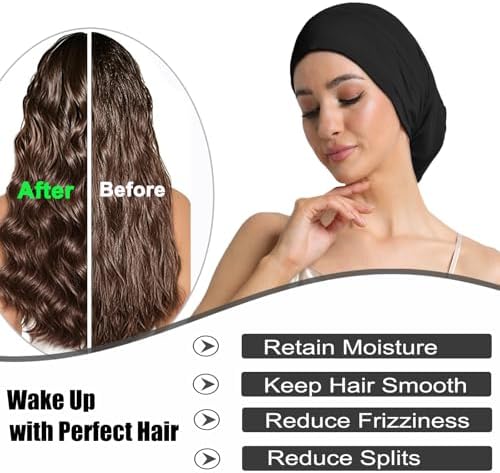 Satin Bonnets for Sleeping Adjustable Silk Lined Bonnet Sleep Cap Hair Wrap - Image 3