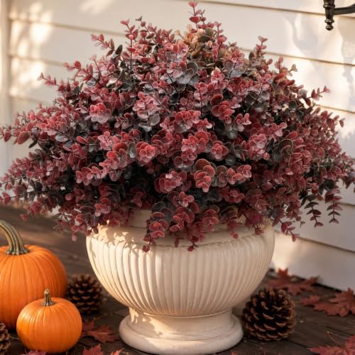 Fall Artificial Boxwood Plants Fake Greenery for Outdoor Outside Decoration by KAFDY
