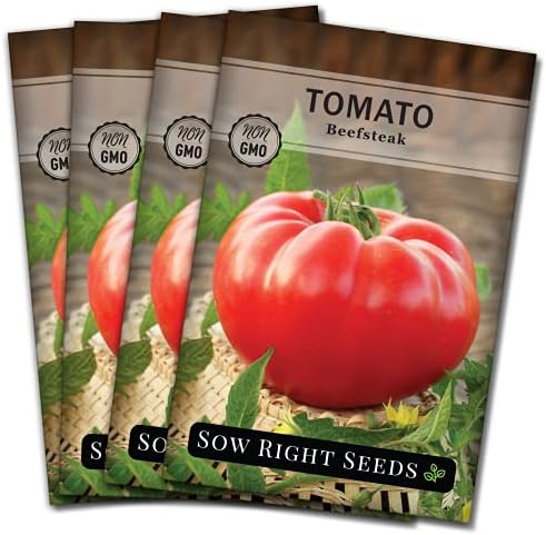 Sow Right Seeds- Beefsteak Tomato Seed for Planting Beef Steak Tomatoes 4pk by SowRightSeeds
