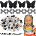 100pcs Hair Beads for Braids Gold Loc Dreadlock Hair Beads Black Gingham Mini Hair Bows Lace Embroidery Butterfly Hair Clips 3 Styles Y2K Hair Accessories for Women Girls by Arocooy