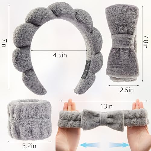 Ztomine Headbands for Women - Spa Headband and Wristband Set - Headband for Washing Face,Facial Mask,Makeup and Skin Care,Gifts for Women and Teen Girl Gifts Trendy Stuff - Image 2