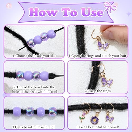 NAISKA 50PCS Purple Beads for Hair Multi-styles Hair Jewelry for Braids - Image 6
