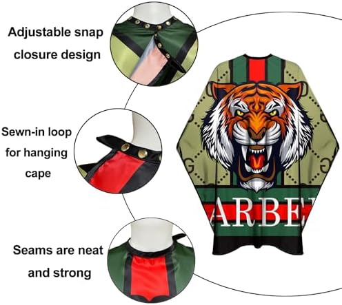 Barber Capes Hair Cutting Capes Salon Stylist Capes with Snaps Waterproof Professional Large Barber Hairdresser Gown Cape- 63”× 56”(TIGER) - Image 3