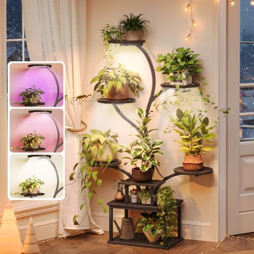 PRAISUN 51 Inch Plant Stand with Grow Lights, 8 Tiered Indoor Plant Shelf by PRAISUN