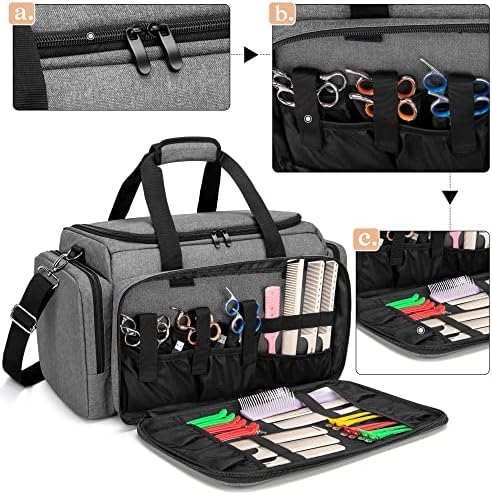 BAFASO Large Capacity Hairdresser Bag with Adjustable Dividers, Gray - Image 4
