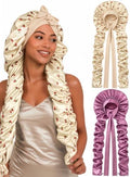 Double Layer Slik Like Satin Bonnet, 33-43" XXL Bonnet for Braids Long Hair by Kemispary