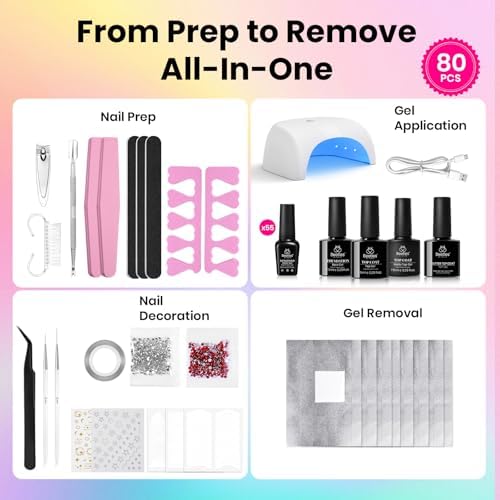 Beetles Gel Nail Polish Kit with U V Light - 80Pcs 55 Colors Gel Nail Kit - Image 2