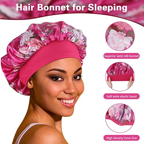 ROYBENS 4PCS Bonnets for Women for Curly Hair, Satin Bonnet for Sleeping - Image 5
