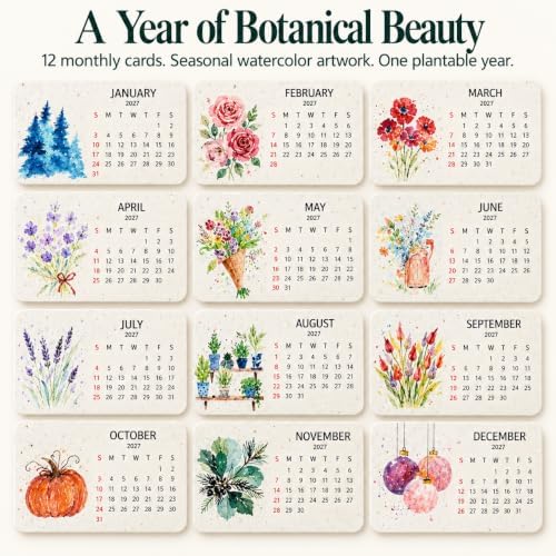 2027 plantable desk calendar, white wildflower seed paper - Image 3