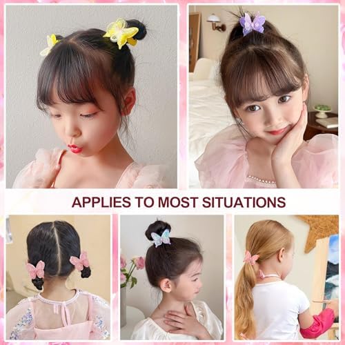 RAINBOW WSK10 Pcs Glitter Butterfly Hair Ties for Girls Baby Toddler Cute Sequin Bow Hair Ties Elastic Rubber Hair Bands for Little Girls Multicolor Baby Hair Accessories Pijin-10 - Image 3