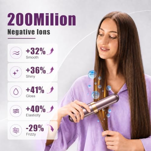 Go Brush Pro 2026,Cordless Hair Straightener Brush, Ionic & Anti-Frizz, Ceramic Tourmaline MCH Fast Heating, Anti-Scald, Type-C Fast Charging, Portable Cordless Hair Straightener Brush for Women - Image 2