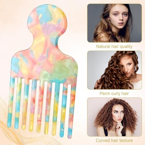 2pcs Hair Pick Comb, Wide Tooth Comb for Curls, 4.7in Long, Smooth - Image 4