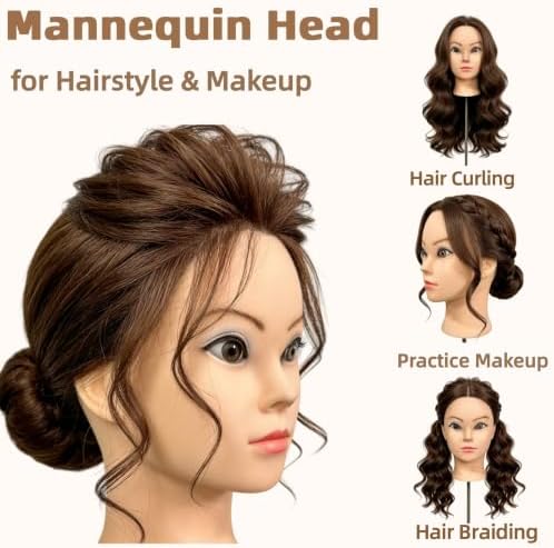 Multi-purpose Mannequin Head with Hair for Makeup and Hair Styling - Image 3