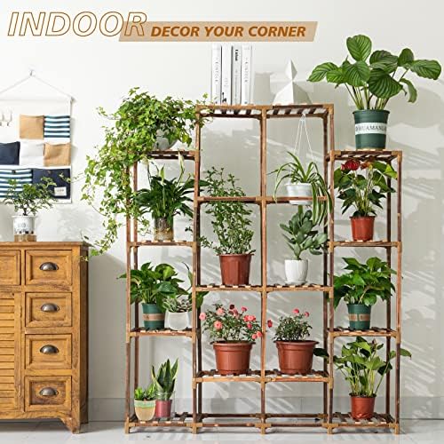Plant Stand Indoor Outdoor, 14 Tiered Plant Shelf Wood Plant Rack - Image 5