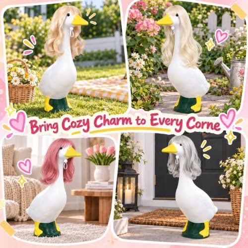 4Pcs Porch Goose Wigs Set Porch Goose Outfits Accessories for Outdoor Statue Accessories Garden Patio Yard Goosey Decoration (4PCS-C) - Image 2